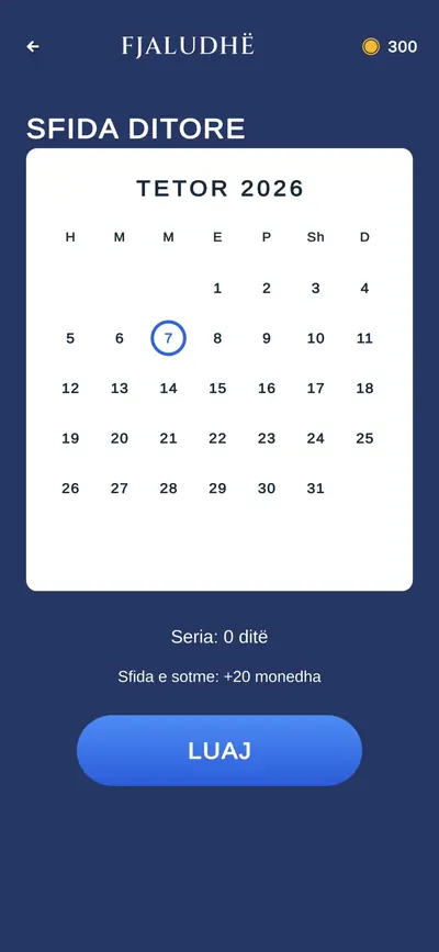 Fjaludhë: daily challenge
