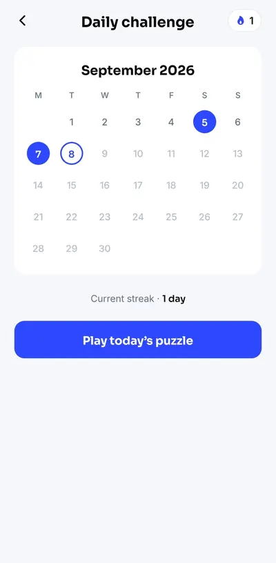 Numbrik: daily challenge calendar