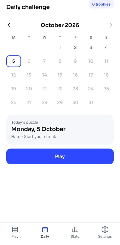 Zenoku: daily challenge calendar